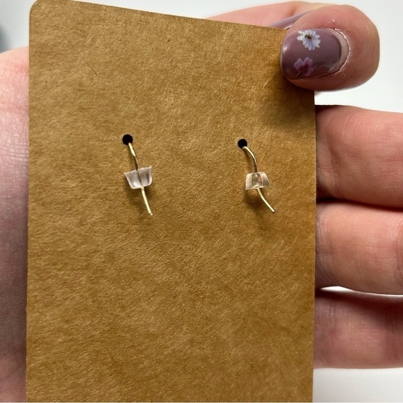 Large Boho White and Gold Tone Beaded Hoop Dangle Earrings Statement Festival - Picture 4 of 4